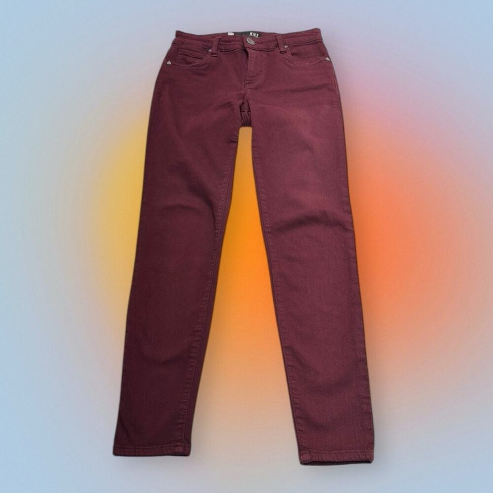 KUT Women’s 0 Burgundy Skinny Ankle Jeans - Picture 2 of 4
